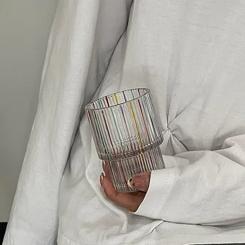 56H Wholesale Hand Painted Rainbow Glasses Cameo Medieval Mug Stackable Mug Juice