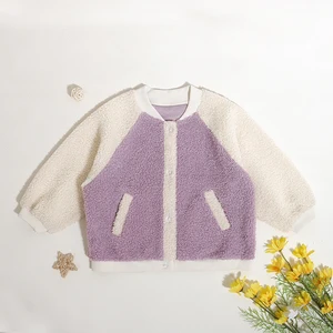 Excellent Quality Children's Jacket With Custom Logo Teddy Velvet Crew Neck Kids Clothing Long Sleeve Kids Girls Tops