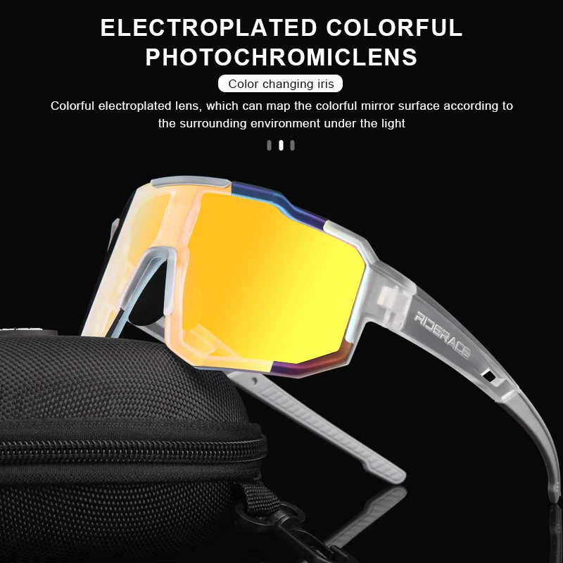 RIDERACE Cycling Glasses UV400 Protection Bicycle Sunglasses Photochromic Polarise Lens Eyewear Outdoor Riding Goggles for Men