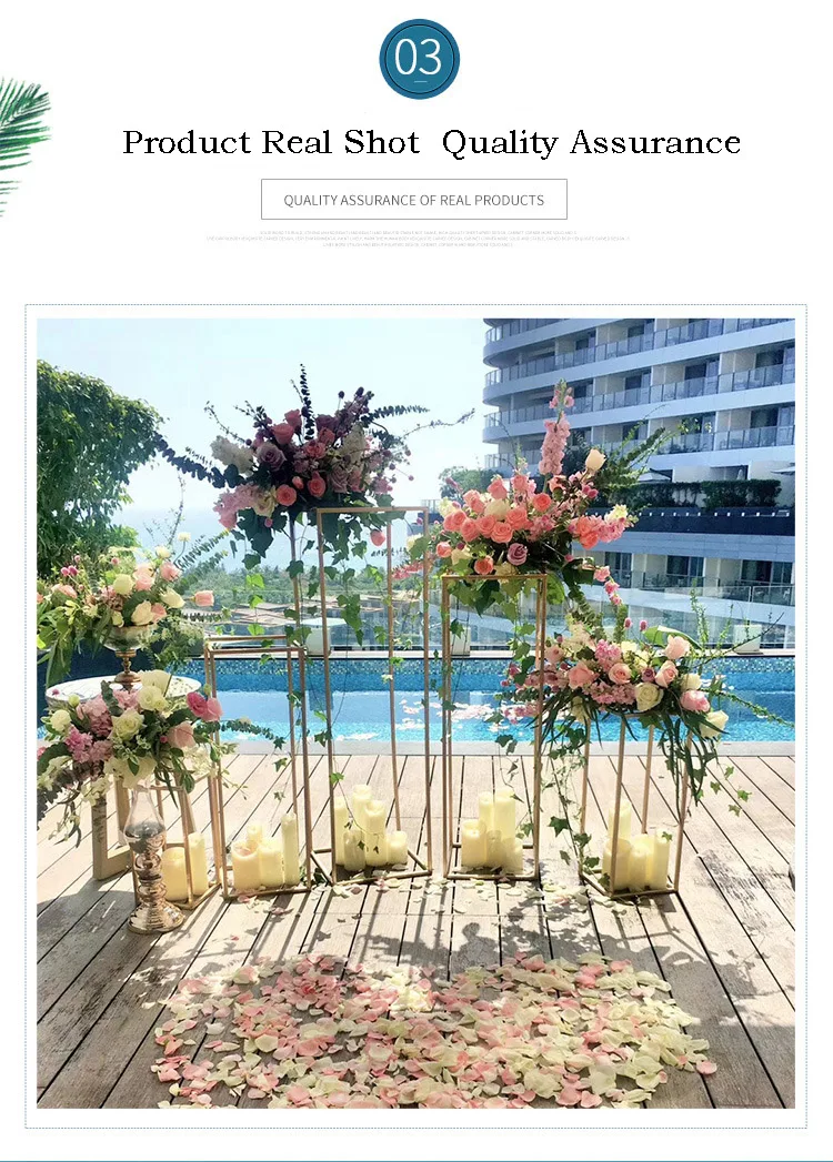 Ourwarm Metal Gold Iron Frame Tall Flower Stands Rectangle Table