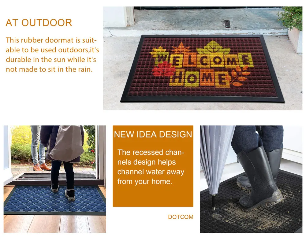 Heavy Duty Custom Carpet Rubber Doormats Outdoor Entrance Floor Welcome Door Mats for Home