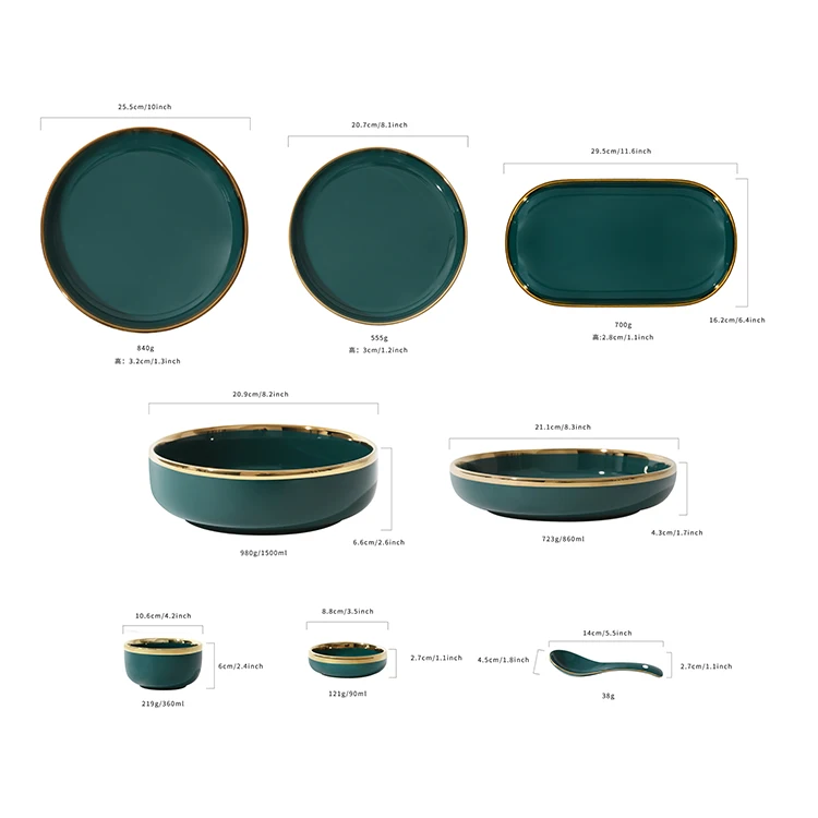 Luxury Ceramic Dinnerware Set 12 Pieces Dinner Sets Porcelain Tableware Dinner Plate and Bowl With Gold Rim supplier