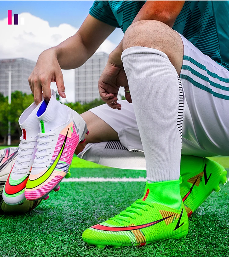 Wholesale Football Shoes High Top Rubber Spikes Football Sports Shoes