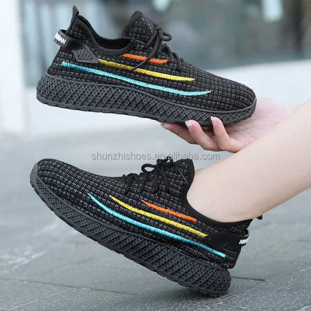 New Style Korean Design Women's Sports Shoes Men's Sneaker Flats with Fly Knit Upper Material
