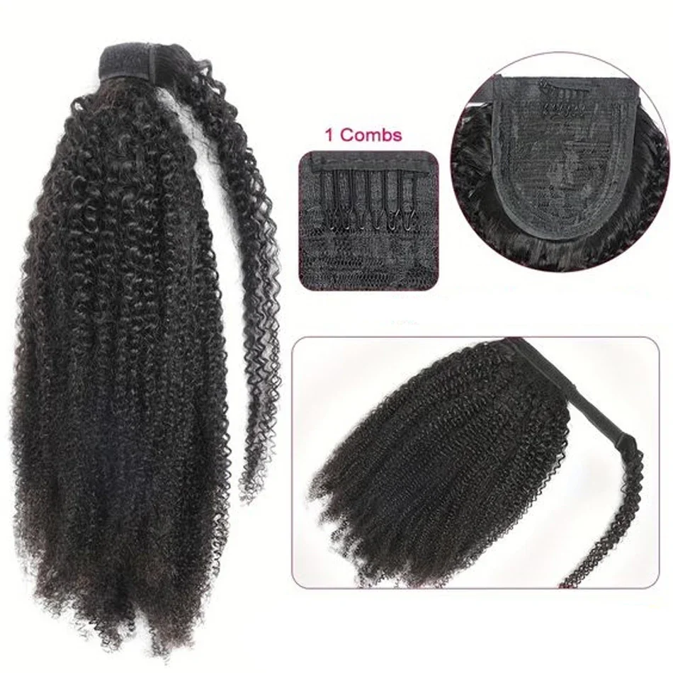 Water Wave Human Hair Paardenstaart voor Vrouwen met Magic Paste Wrap Around Peruaans Remy Haar_voghion.com