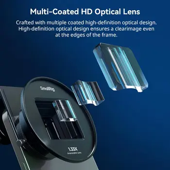 SmallRig 1.33X Anamorphic Lens for Mobile Phone 2.4:1 Wide Screen Deformation Filmmaking Lens with T-Mount, Phone Cinematic product image