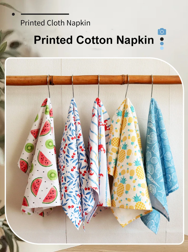 Custom Thickened Kitchen Tea Towels Cotton Napkins Cloth Cotton Printed Napkins