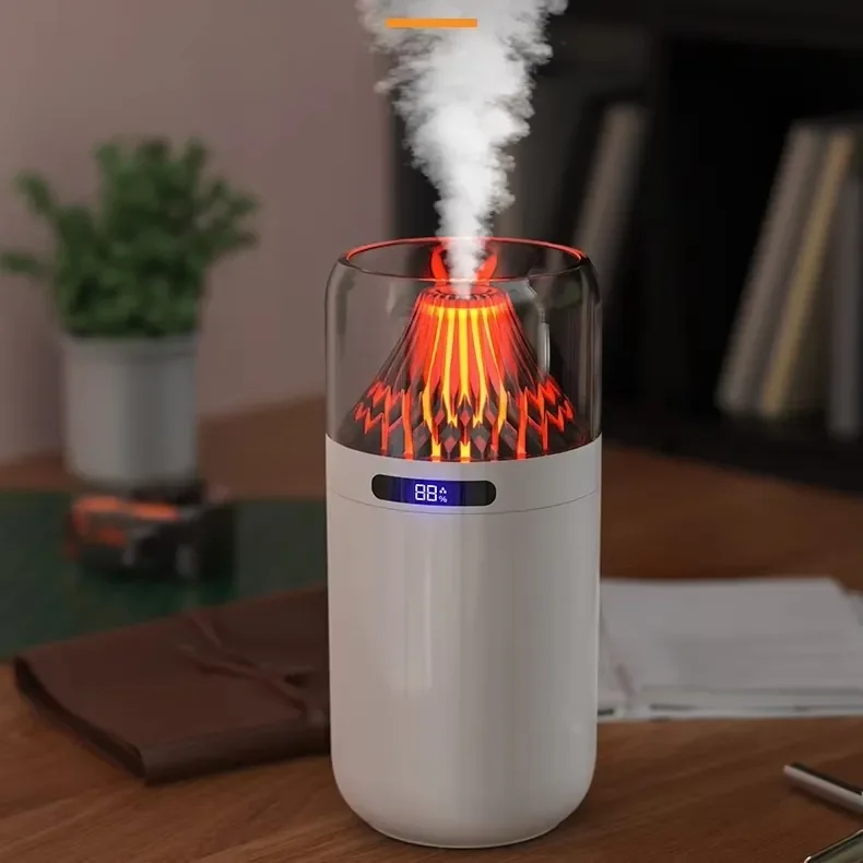 B2B Electronic Mall Simulation Volcano Spray Led Night Light Car Purifying air Humidifier Portable Mini Water Refill Atomizer
