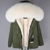 Beige Fur+Green coat