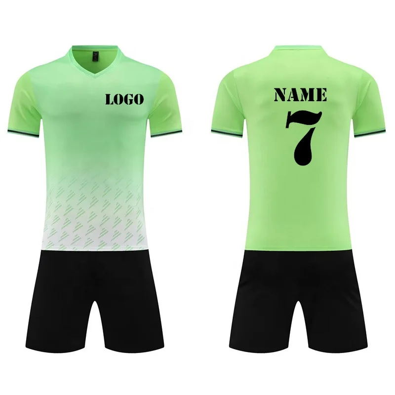 Custom Logo Sublimated Team Training Kits Green Soccer Team Jerseys Uniform Set Boys Soccer Uniforms Design