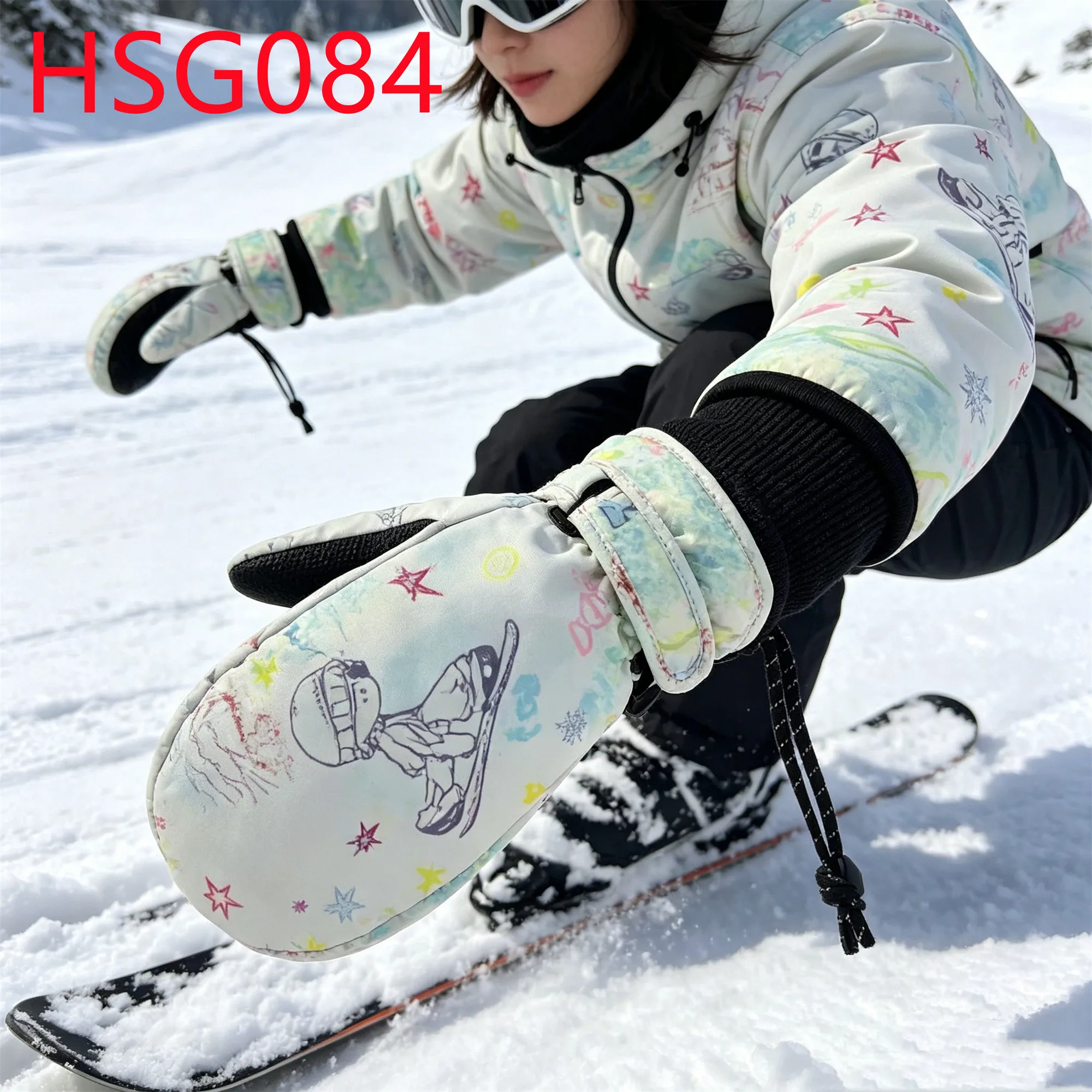 YYR,Extreme Cold Warm yet Not Bulky Winter Mittens for Kids Ski Instructors Wind-blocking&adjustable Cuff Snow Gloves HSG084