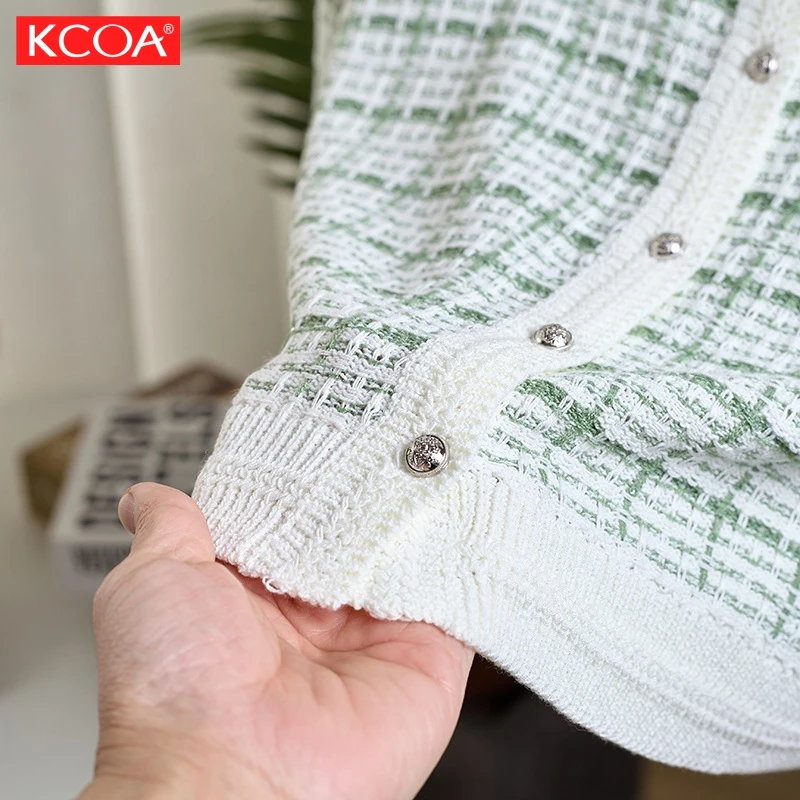 Custom Women's Casual Knitted Sweater Top Long Sleeve Crew Neck Cardigan Coat With Button