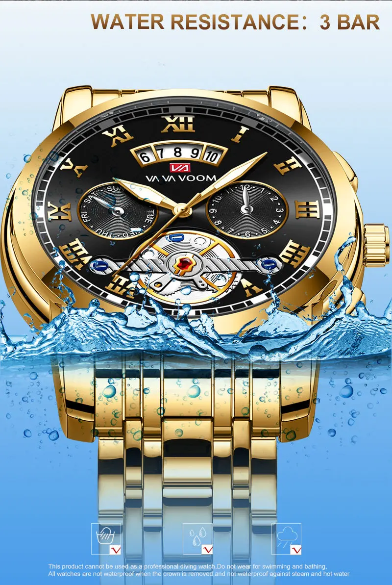 VA VA VOOM 2453 Tourbillon design Calendar Watch For Men