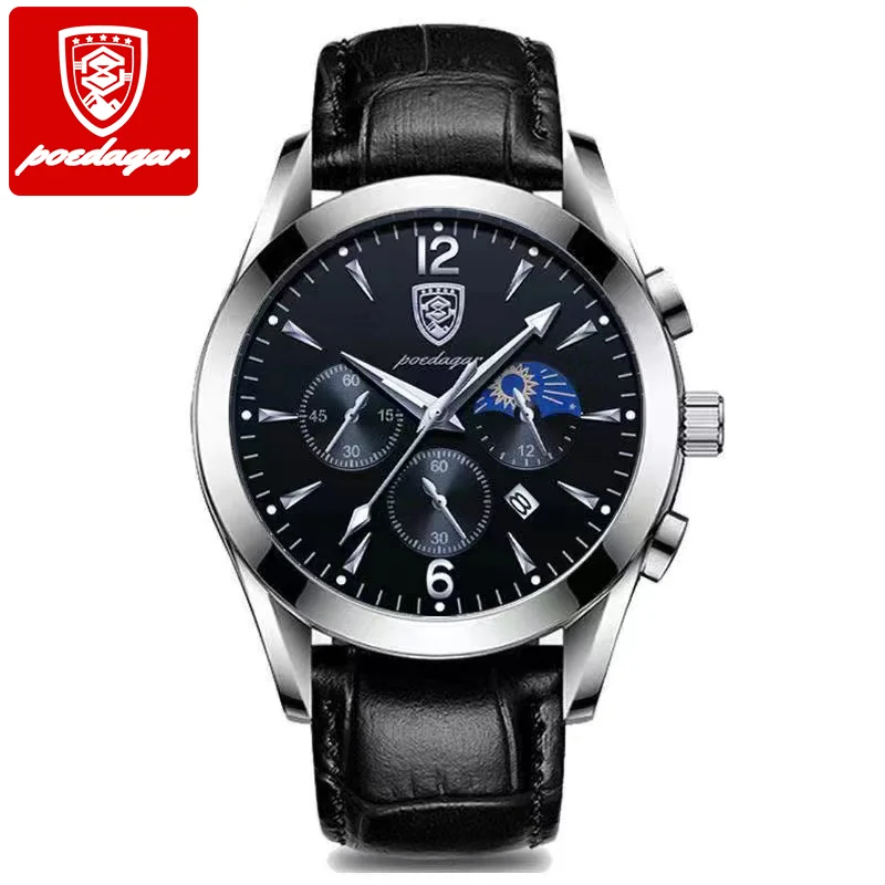 POEDAGAR 8298 Men Watches New Fashion Stainless Steel Date Waterproof Luminous Top Brand aperçu 14