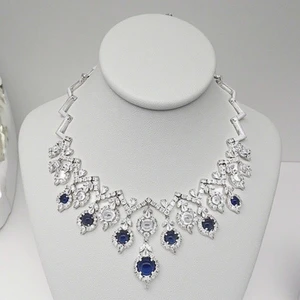 Keiyue Sapphire Jwelleries Necklace Wedding Jewelry with White Plated As Well Sterling Silver Fashion Jewelry Girls Necklaces