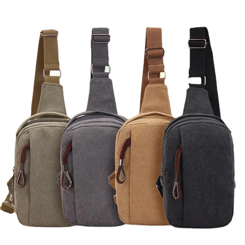 Good Quality Multi Functional Cross Body Chest Pack Travel Sling Casual Daily Vintage Canvas 2456