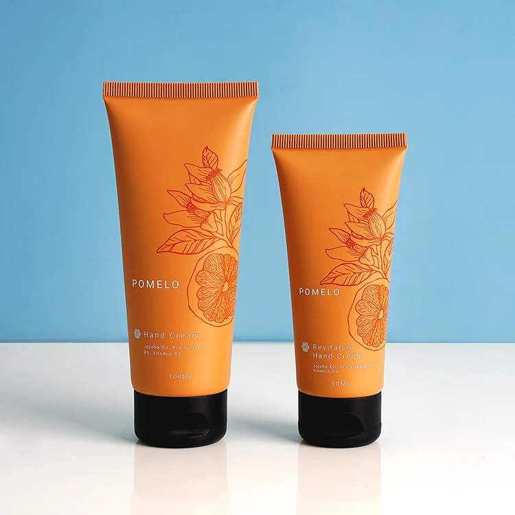 50ml 100ml Refillable Soft Plastic Squeeze Tubes Orange Face Hand Cream Skincare Facial Cleaning Packaging Cosmetic Empty Tube