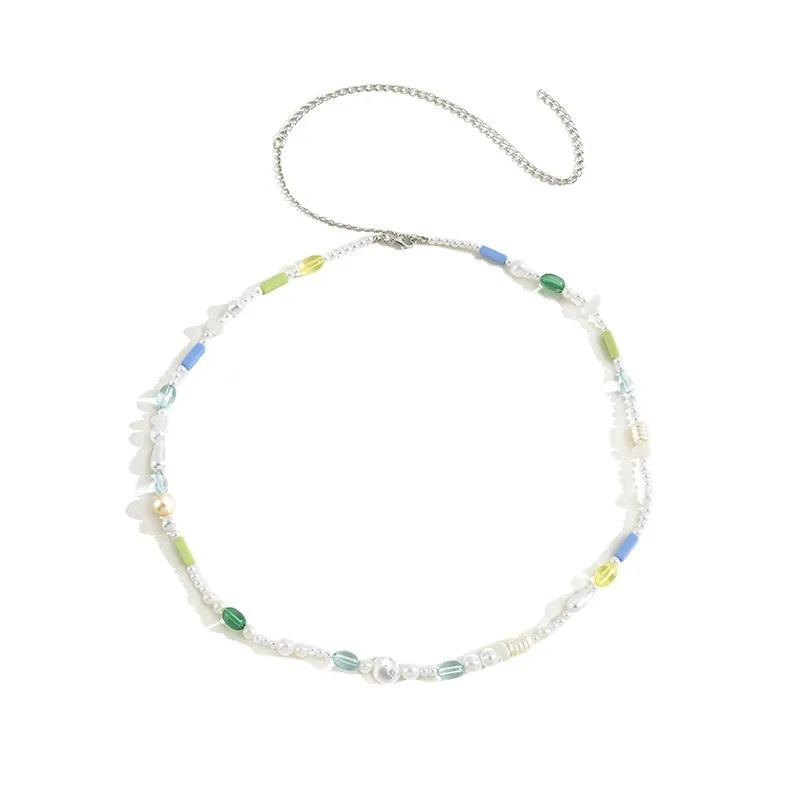 KMGDM Körperkette Mit Perlen 70-120cm - Bauchtanz Schmuck Silber/Gold