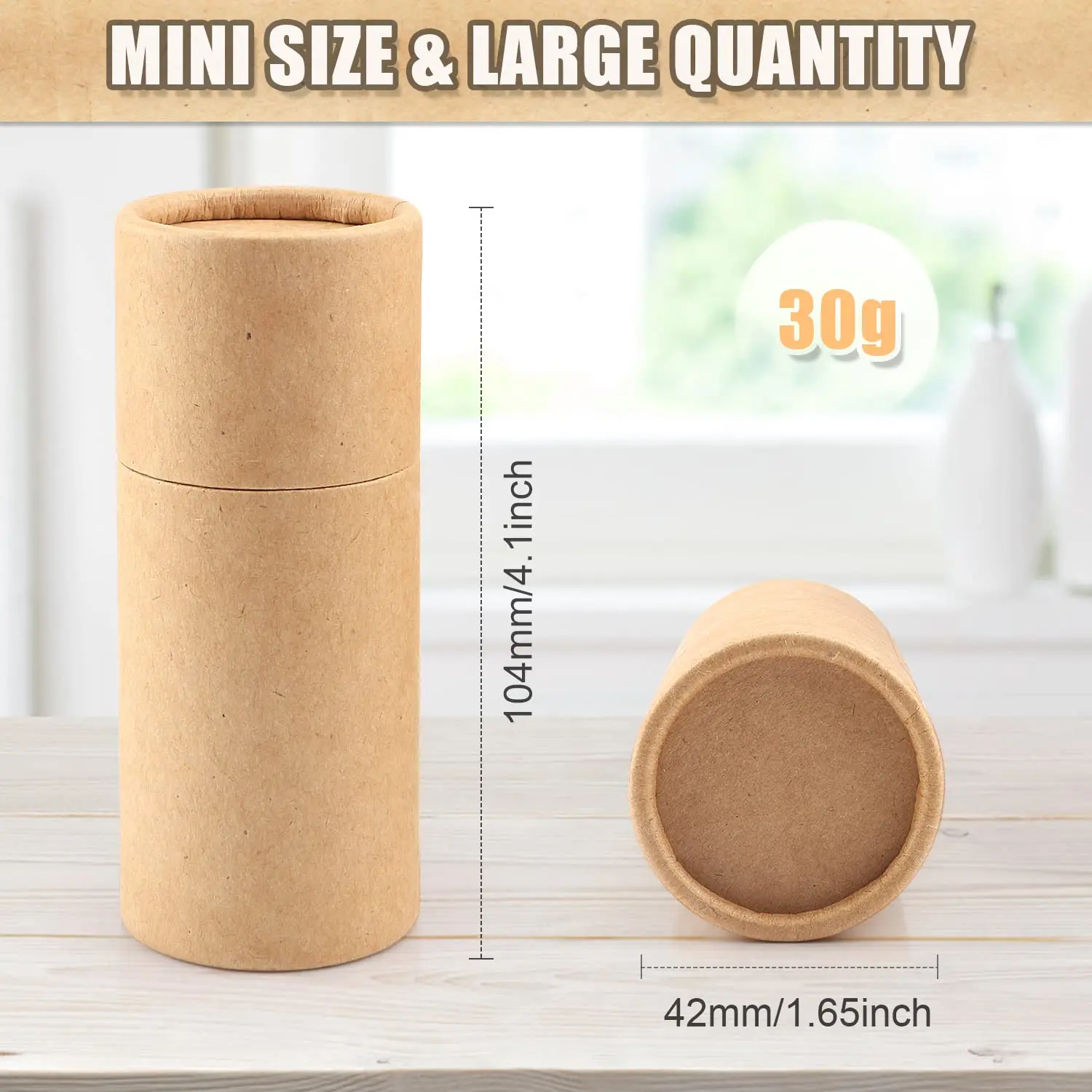 1 Oz/30ml Recyclable Kraft Paperboard Tubes Empty Cardboard Box Container Lid for Packaging Jewelry Pencils Tea Coffee