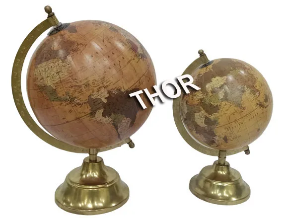 Vintage Nautical Decorative Desktop Table Decor Rotated World Map Globe 
