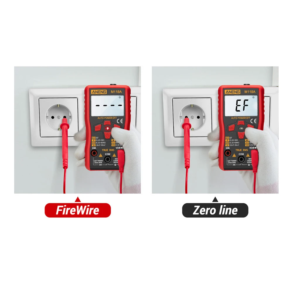M118A Mini Digital Multimeter with Waterproof NCV Low Battery Indicator for AC/DC Voltage & Current Measurements