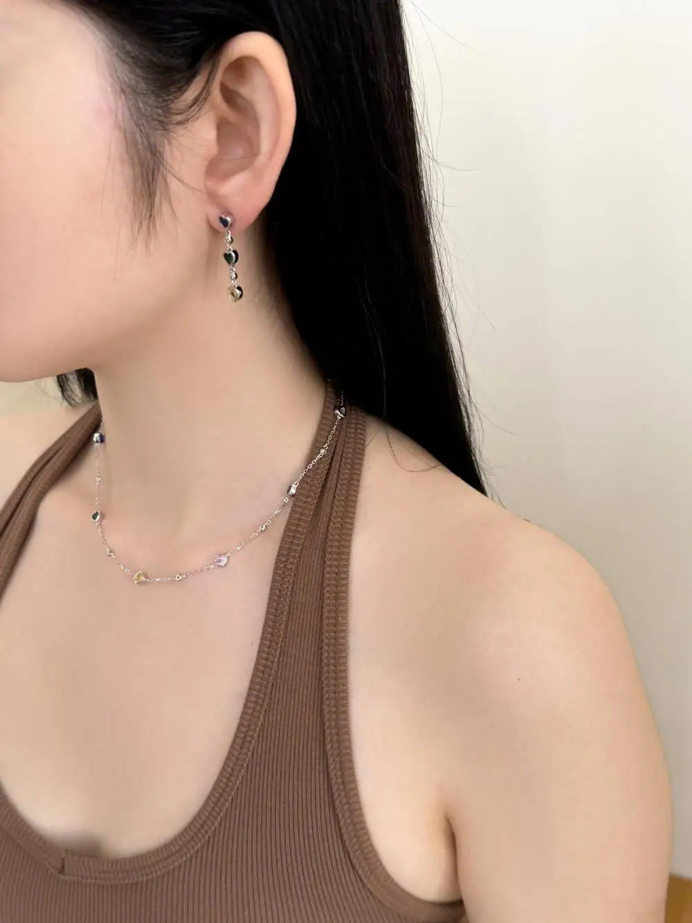 KAKODIY Four Hearts Zircon Women's Elegant Charm Jewelry Chain 925 Sterling Silver Boutique Necklace detail 3