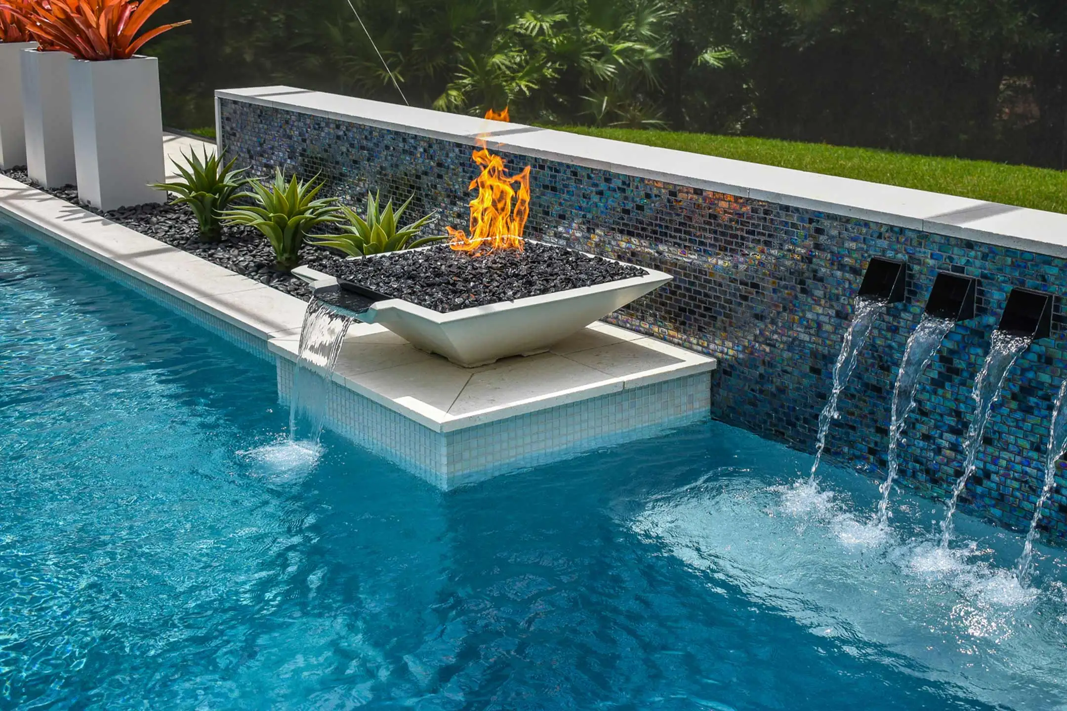 Corten Steel Fire Bowl Fire Waterfall Water Features Swimming Pool ...