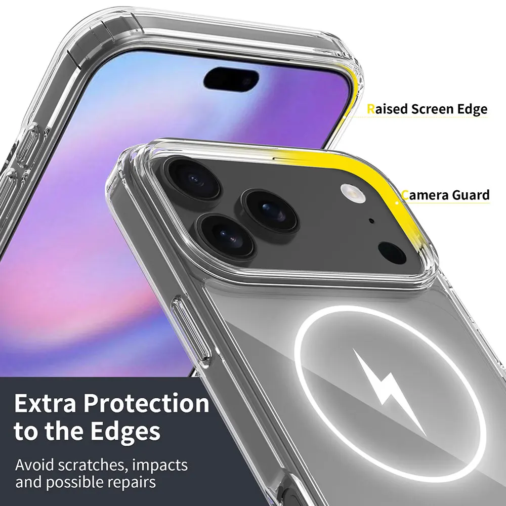 product laudtec original acrylic 15mm thickness anti scratch magnetic wireless charging shockproof phone case for iphone 17 16 pro max-4