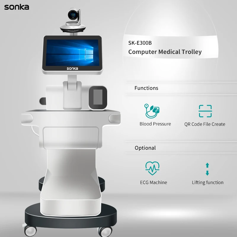 product sonka telemedicine kiosk health monitoring lens single drawer medical abs mobile hospital trolley-66