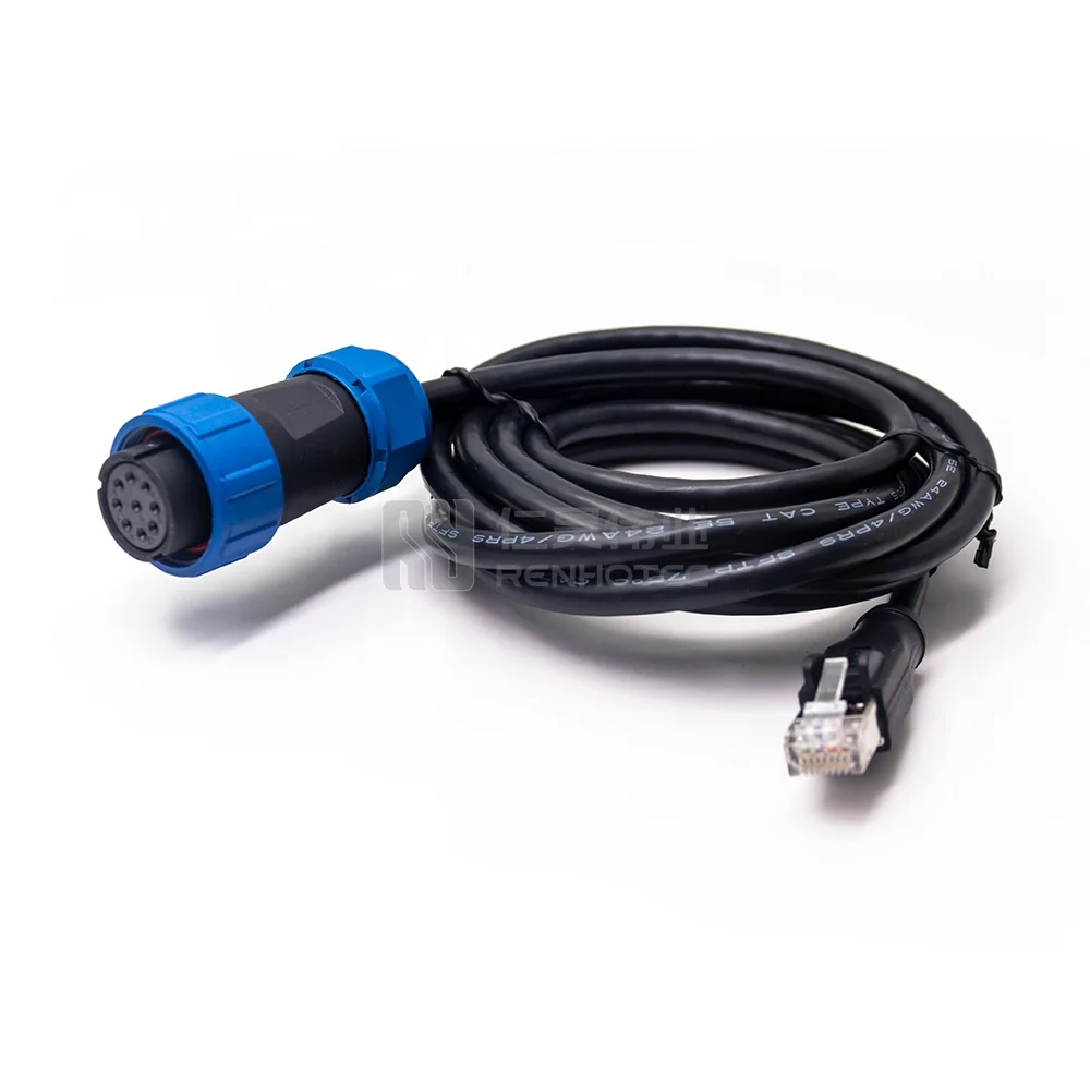 Weipu SP21 Cable Connector 9Pin Female Plug 9 Pin to RJ45 Waterproof Connector with Cable