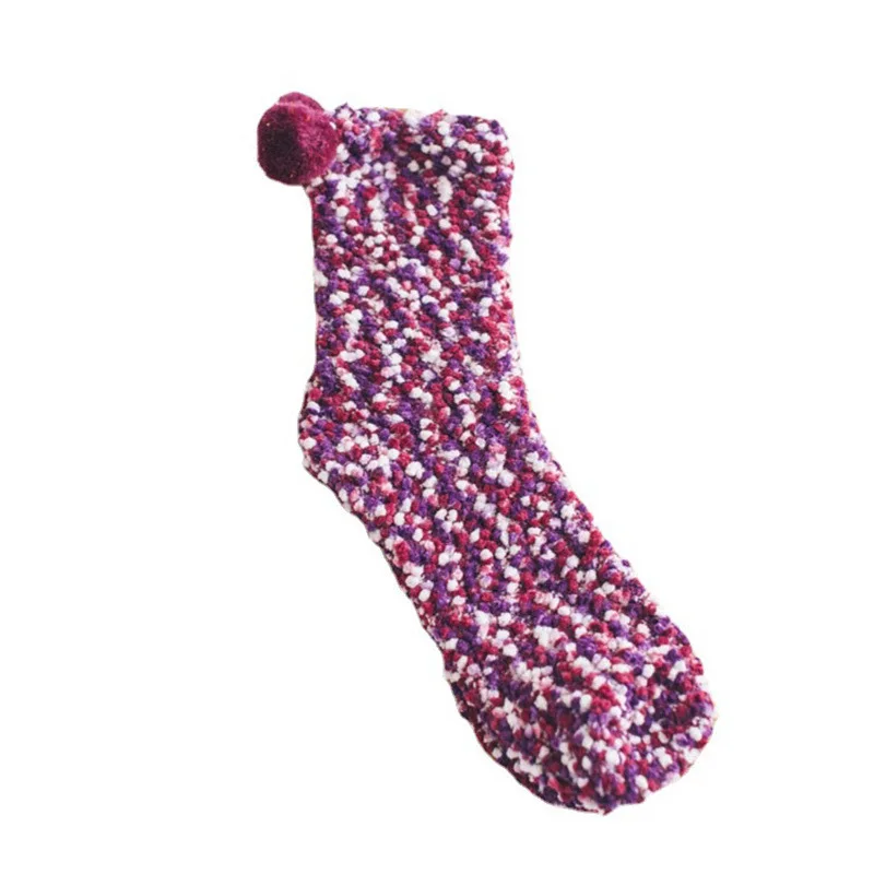 KTS148 Custom Japanese Style Winter Home Coral Velvet Floor Warm Breathable Women Tube Socks Female Lovely Sleeping Cake Socks