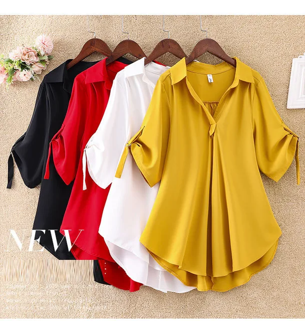 Guangzhou Auyan Ins Fashion Chiffon Blouse Woman 2024 Summer New Large Size Loose Waist Slimming Chiffon Blouse Woman