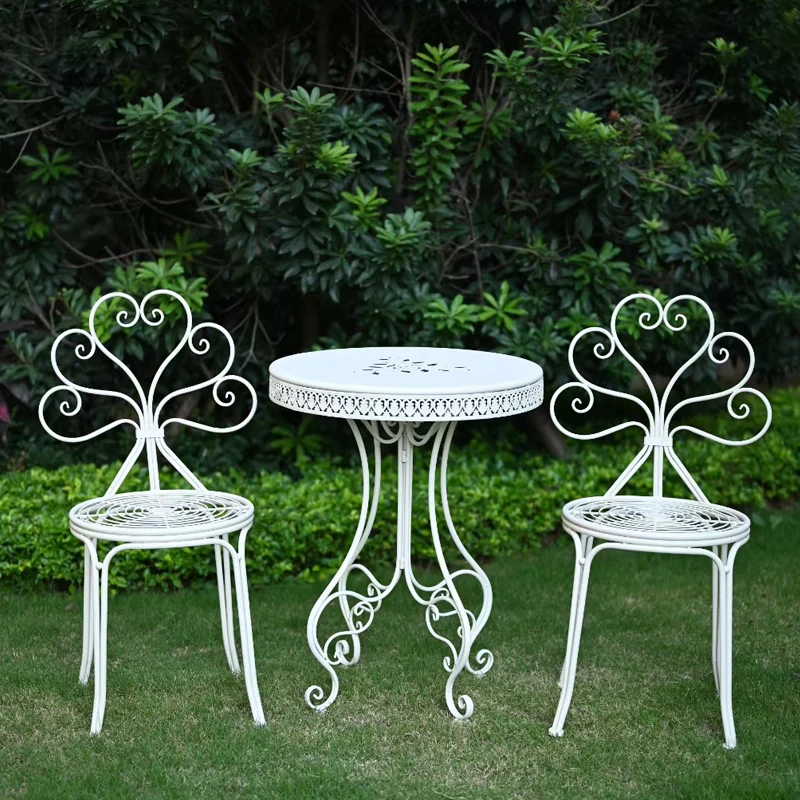 Pastoral Iron Table Chair Outdoor Modeling Flower Stand Old Stool  Decorative Balcony Garden Table