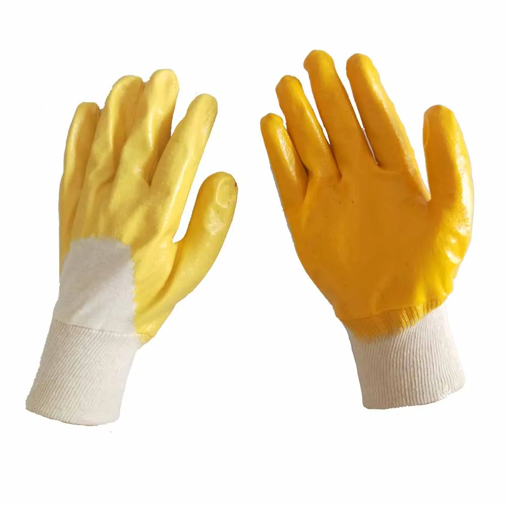 Yellow Nitrile Coated Gloves Heavy Duty Flexibility