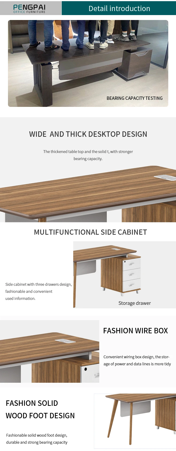 Simple design modern wooden computer desk melamine environmental healthy desk for office