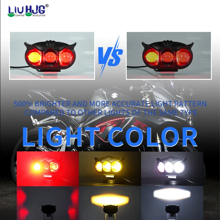 Factory Direct Sales Motorcycle Lighting System Liu Hjg 2 Inch Tri Color Mini Bi Led Fog Light for Motorcycle Car Bikes