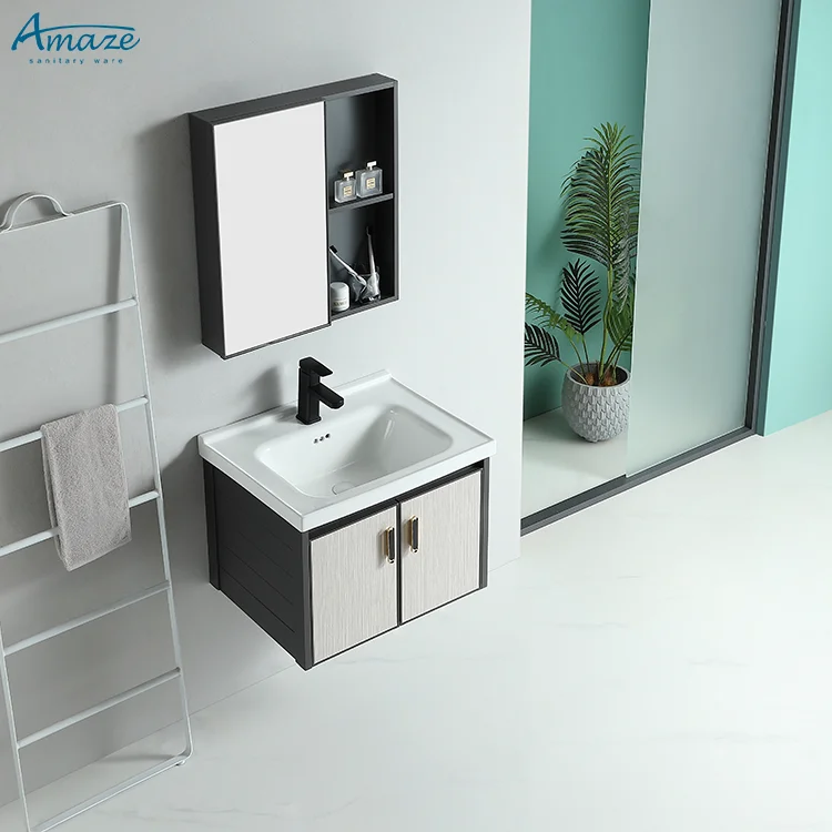 Modern bathroom furnature sink with mirror vanity aluminum shower basin cabinet supplies supplier