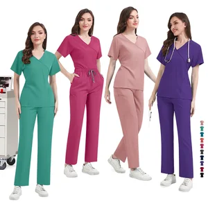 Quick-Dry Nurse Uniforms Clinic Workwear Surgical Gowns Two-Piece Set for Dental Doctors Salon Uniform Scrub Set