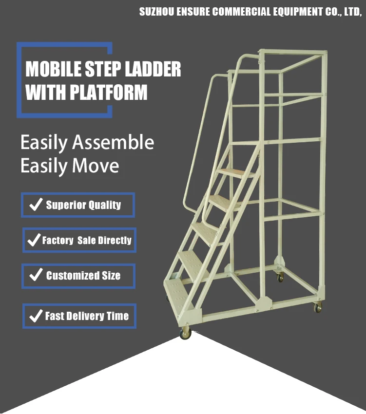 Superior Quality Movable Step Ladder Platform For Supermarkets