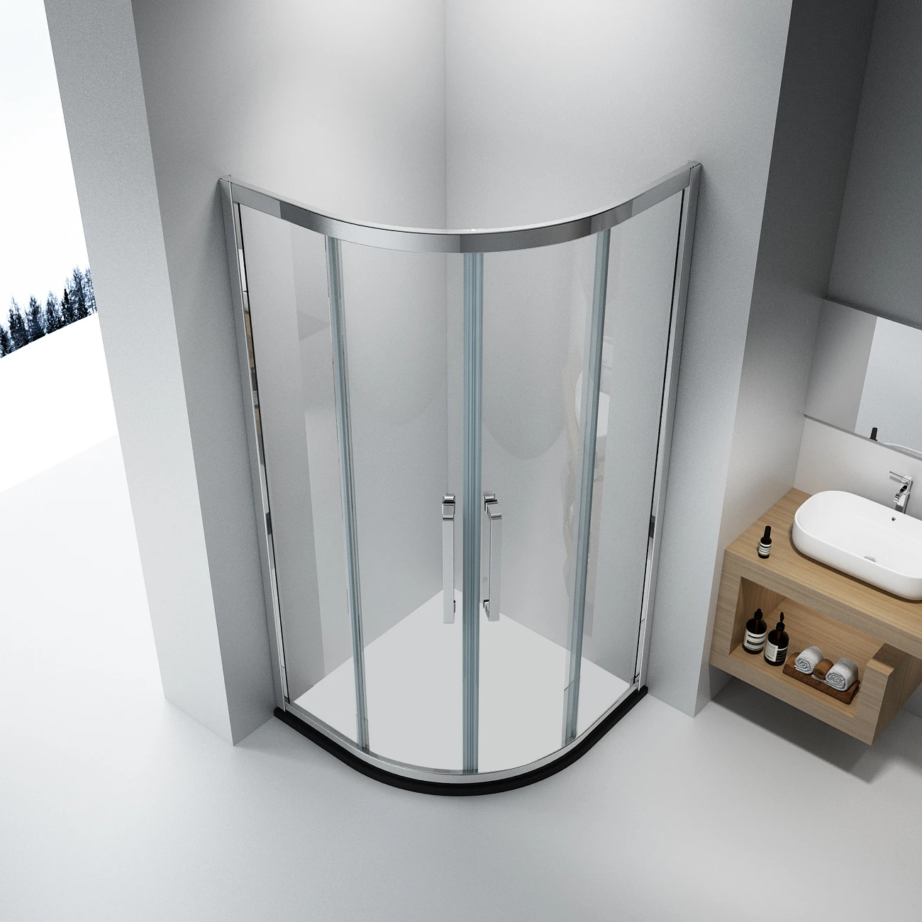Modern Design Arc Shape Modular Bathroom Cubicles Glass Shower Door Aluminum Cabina De Ducha Sliding Shower Room