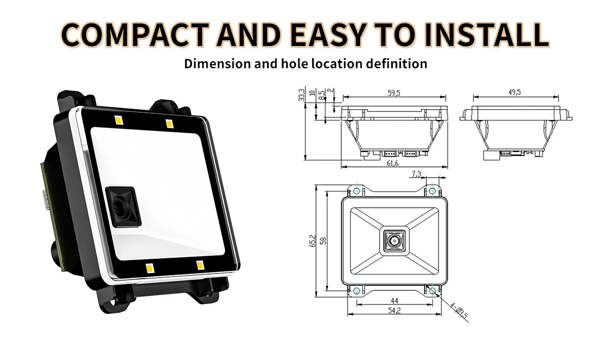 Henex Programmable CCD 1D Barcode Scanner Wired Access Control QRcode Reader Module Android & IOS Application