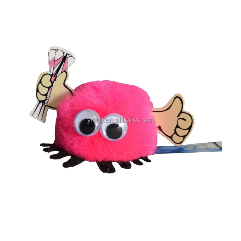 D569 Soft Pompom Logo Bug Wholesale ODM OEM Factory Directly Custom CPC Standard Toys Stick Cheap Colorful Plush Pompom