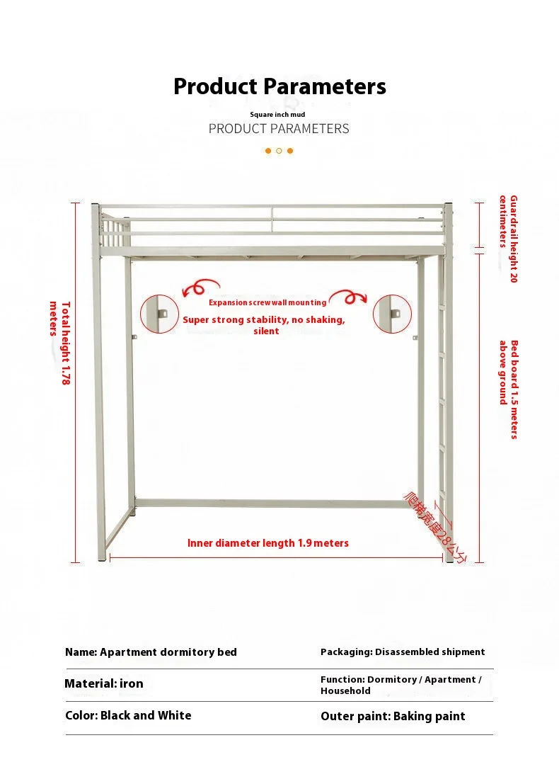 product college student apartment bed iron frame dormitory compliant bed table combination for small households lofts for school use-6