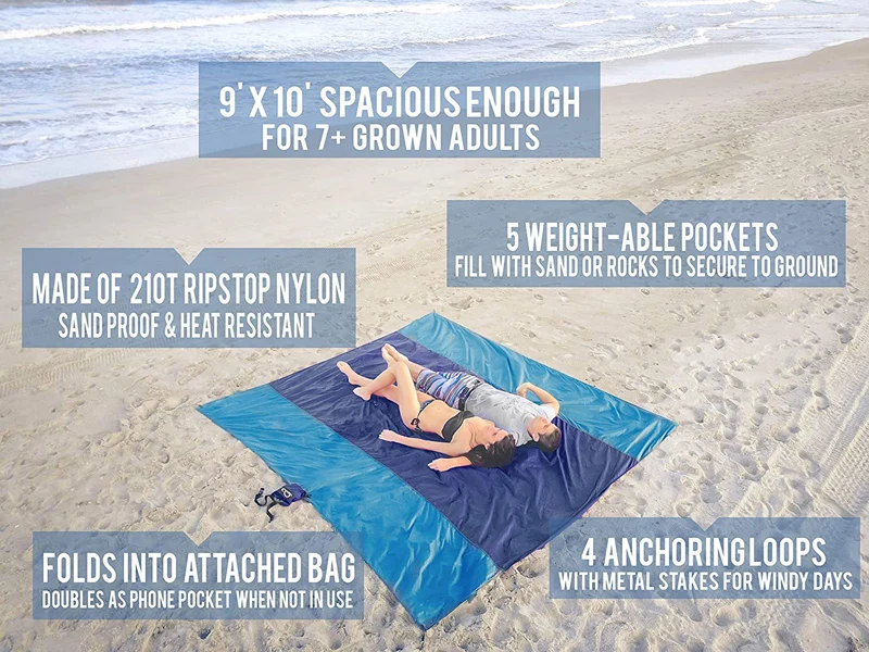 
 Высококачественные пляжные аксессуары, оптовая продажа, объединенное модное пляжное одеяло с защитой от песка  