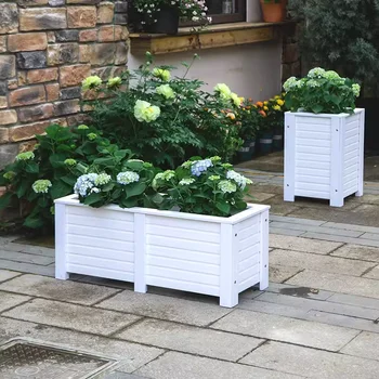 New trend top quality wood texture PVC material planter box for flowers