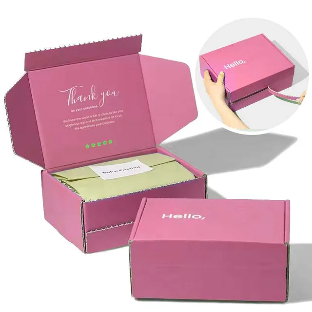 Custom Zipper Express Corrugated Box Black pink Mailer Shipping Gift Boxes Packaging with Printing logo