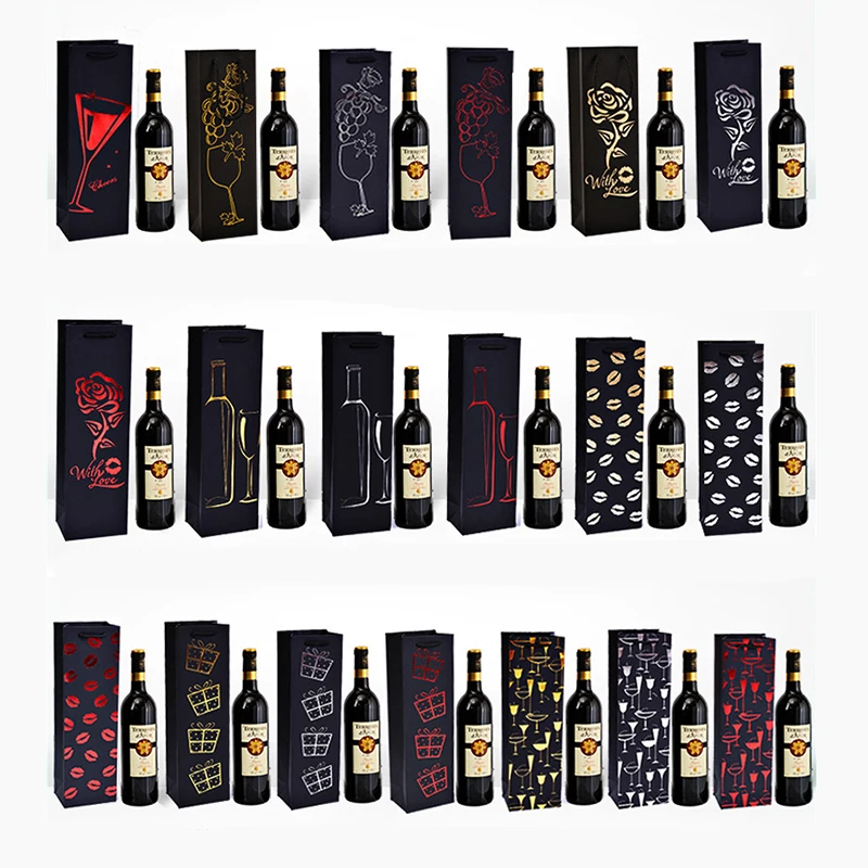 Custom Logo Fancy Hand Carry Paper Tote Wine Bottle Gift Carrier Bag ...