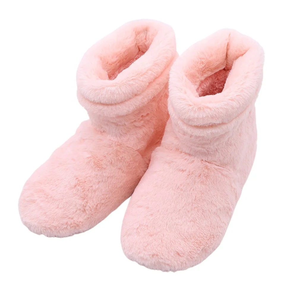 fashion faux fur antislip heatable warm keeping slipper boots for household