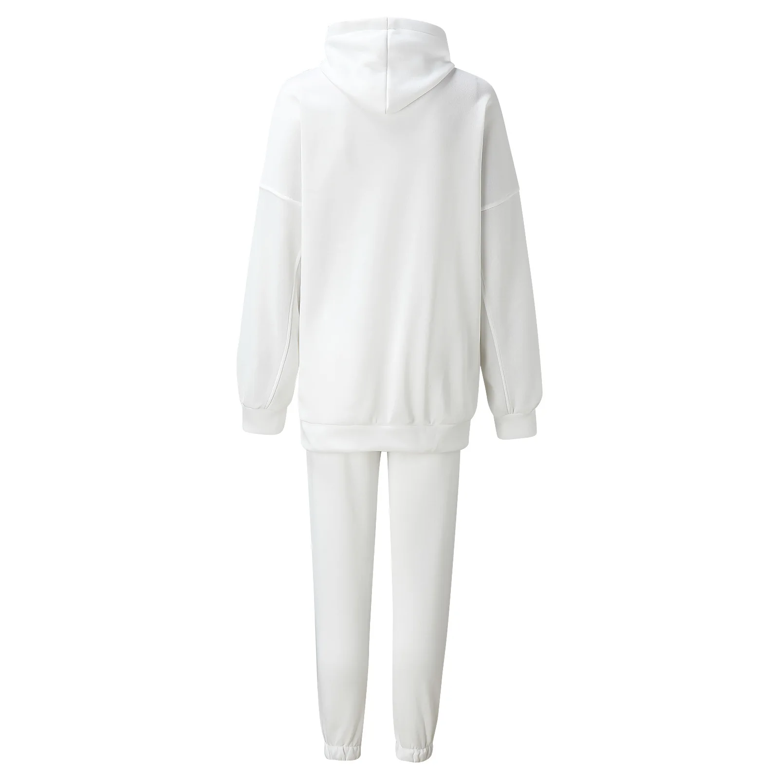 Custom Women's Solid Color Casual Two Piece Outfit 100% cotton Loose Short Hoodies