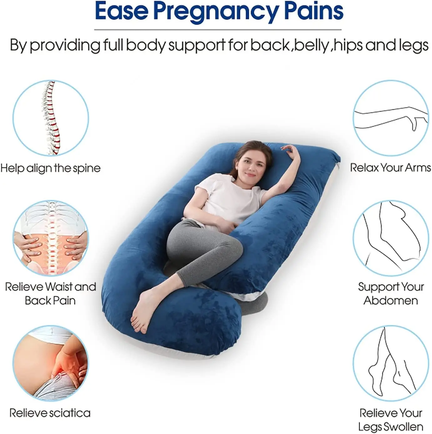 Pregnancy Pillows Sleeping 55 Inches Ushape Full Body Pillow And